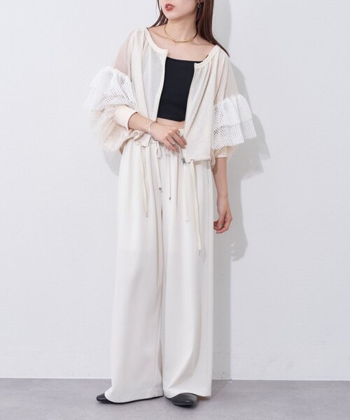 etsinta（エシンタ）の「【etsinta】メッシュフリルカーデ（カーディガン/ボレロ・レディース・オフホワイト/ネイビー・ONE SIZE）」の8枚目の写真