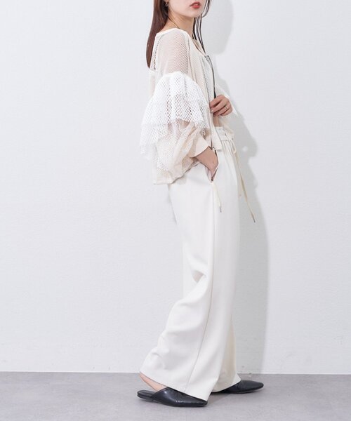 etsinta（エシンタ）の「【etsinta】メッシュフリルカーデ（カーディガン/ボレロ・レディース・オフホワイト/ネイビー・ONE SIZE）」の9枚目の写真