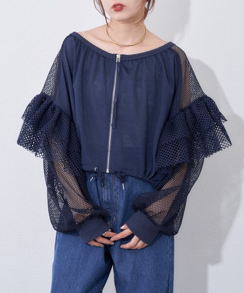 etsinta（エシンタ）の「【etsinta】メッシュフリルカーデ（カーディガン/ボレロ・レディース・オフホワイト/ネイビー・ONE SIZE）」の18枚目の写真