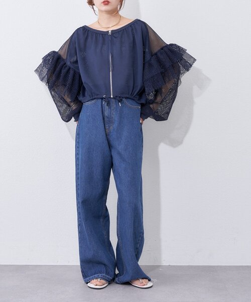 etsinta（エシンタ）の「【etsinta】メッシュフリルカーデ（カーディガン/ボレロ・レディース・オフホワイト/ネイビー・ONE SIZE）」の19枚目の写真
