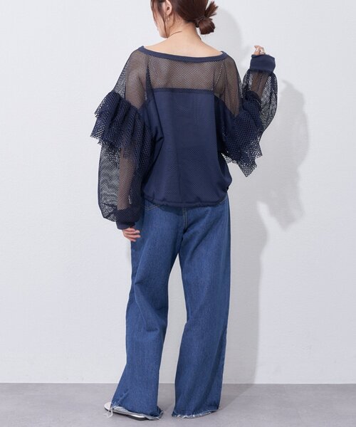 etsinta（エシンタ）の「【etsinta】メッシュフリルカーデ（カーディガン/ボレロ・レディース・オフホワイト/ネイビー・ONE SIZE）」の22枚目の写真