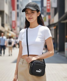 【PUMA/プーマ】【ミニマルなお出掛けに最適な容量2L 高見えPUレザー】ビンテージPUスクエアミニショルダー 前面ポケット付き レトロ ストリート y2k スポーツミックス 古着風 おしゃれ ユニセックス