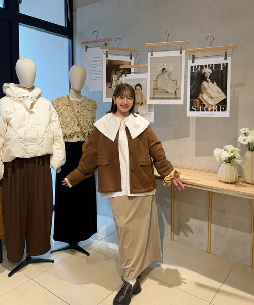 OLUN(オルン)の「2way Big Collar Blouse/2wayビックカラーブラウス(シャツ/ブラウス・レディース・ブラウン/オフホワイト・FREE)」の12枚目の写真
