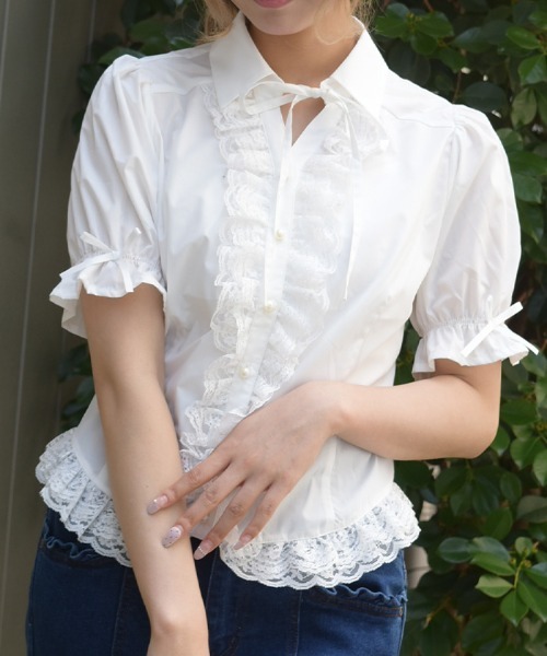axes femme(アクシーズファム)の「レースフリル×編上ブラウス(シャツ/ブラウス・レディース・ブラック/ホワイト・FREE)」の22枚目の写真