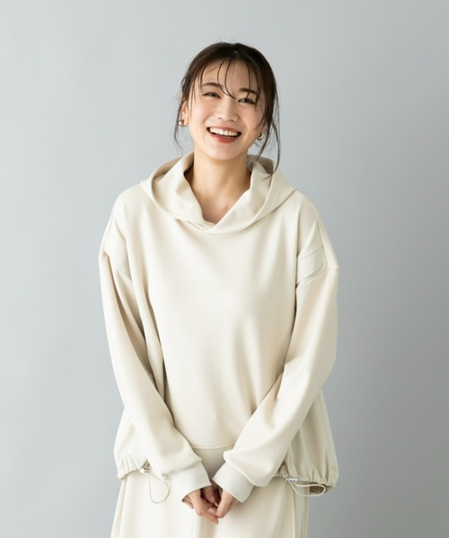 UNDOVE(アンドゥーブ)の「イージーケア ×ウォッシャブル×UVカット×防シワ ×ストレッチ|【SEJ】異素材切替フーディープルオーバ(パーカー・レディース・ブラック/アイボリー・LARGE/X-LARGE/MEDIUM)」の7枚目の写真