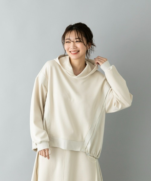 UNDOVE(アンドゥーブ)の「イージーケア ×ウォッシャブル×UVカット×防シワ ×ストレッチ|【SEJ】異素材切替フーディープルオーバ(パーカー・レディース・ブラック/アイボリー・LARGE/X-LARGE/MEDIUM)」の8枚目の写真