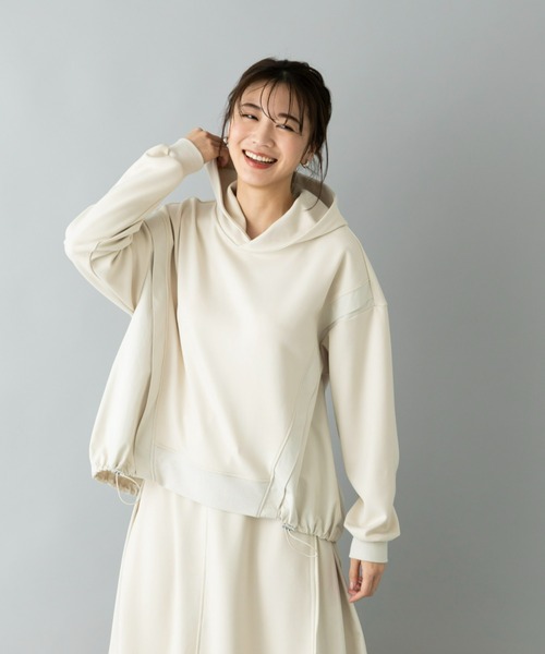 UNDOVE(アンドゥーブ)の「イージーケア ×ウォッシャブル×UVカット×防シワ ×ストレッチ|【SEJ】異素材切替フーディープルオーバ(パーカー・レディース・ブラック/アイボリー・LARGE/X-LARGE/MEDIUM)」の9枚目の写真