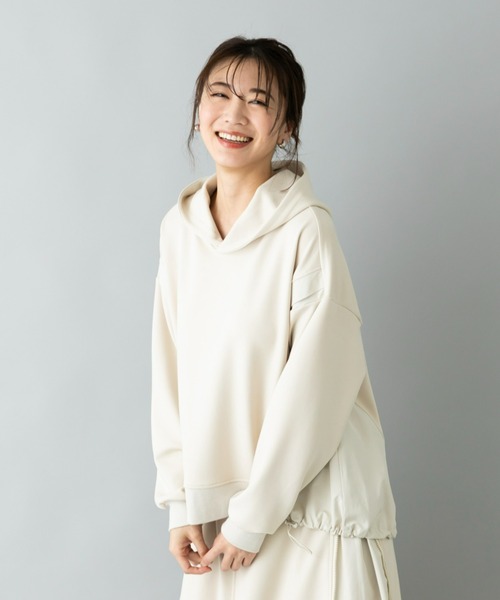UNDOVE(アンドゥーブ)の「イージーケア ×ウォッシャブル×UVカット×防シワ ×ストレッチ|【SEJ】異素材切替フーディープルオーバ(パーカー・レディース・ブラック/アイボリー・LARGE/X-LARGE/MEDIUM)」の6枚目の写真