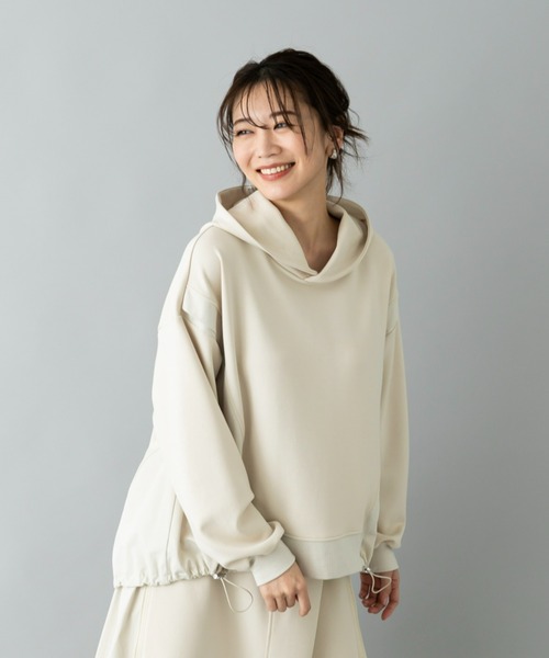 UNDOVE(アンドゥーブ)の「イージーケア ×ウォッシャブル×UVカット×防シワ ×ストレッチ|【SEJ】異素材切替フーディープルオーバ(パーカー・レディース・ブラック/アイボリー・LARGE/X-LARGE/MEDIUM)」の10枚目の写真