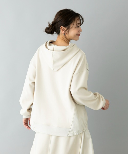 UNDOVE(アンドゥーブ)の「イージーケア ×ウォッシャブル×UVカット×防シワ ×ストレッチ|【SEJ】異素材切替フーディープルオーバ(パーカー・レディース・ブラック/アイボリー・LARGE/X-LARGE/MEDIUM)」の12枚目の写真
