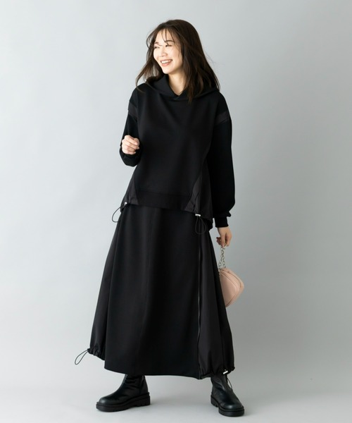 UNDOVE(アンドゥーブ)の「イージーケア ×ウォッシャブル×UVカット×防シワ ×ストレッチ|【SEJ】異素材切替フーディープルオーバ(パーカー・レディース・ブラック/アイボリー・LARGE/X-LARGE/MEDIUM)」の13枚目の写真
