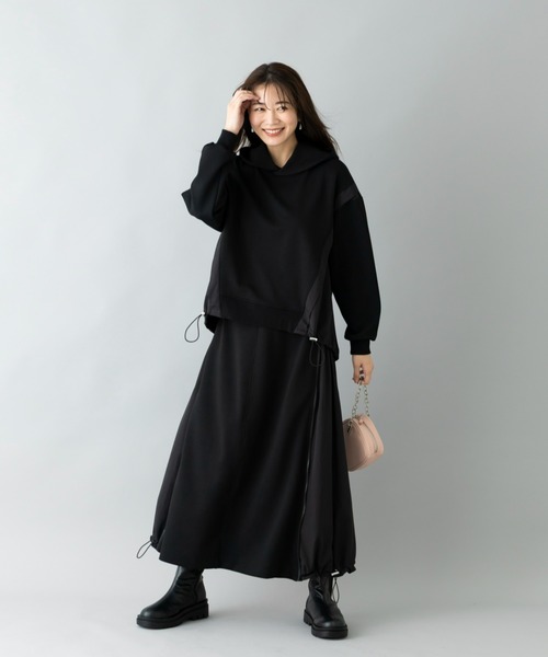 UNDOVE(アンドゥーブ)の「イージーケア ×ウォッシャブル×UVカット×防シワ ×ストレッチ|【SEJ】異素材切替フーディープルオーバ(パーカー・レディース・ブラック/アイボリー・LARGE/X-LARGE/MEDIUM)」の14枚目の写真