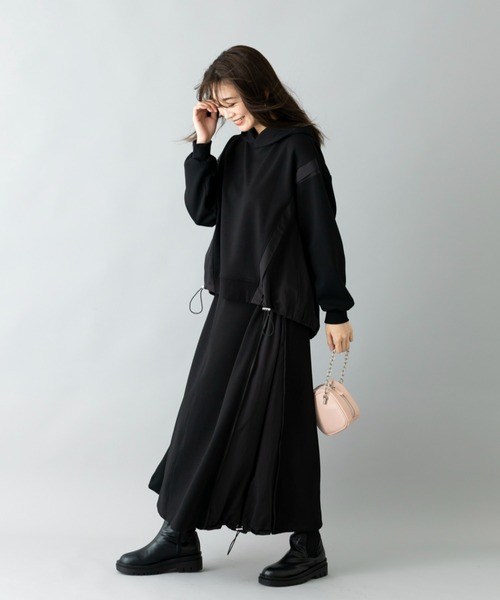 UNDOVE(アンドゥーブ)の「イージーケア ×ウォッシャブル×UVカット×防シワ ×ストレッチ|【SEJ】異素材切替フーディープルオーバ(パーカー・レディース・ブラック/アイボリー・LARGE/X-LARGE/MEDIUM)」の19枚目の写真