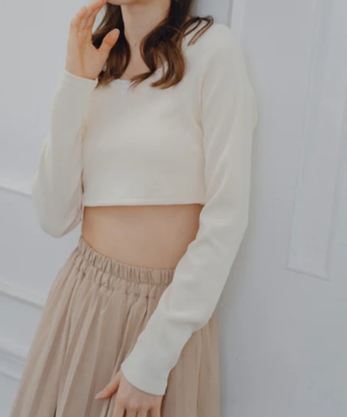 amr.(アムレ)の「ショート丈リボントップス(Tシャツ/カットソー・レディース・アイボリー/ネイビー・FREE)」の8枚目の写真