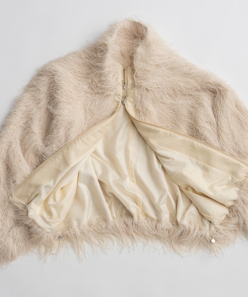 MAISON SPECIAL(メゾンスペシャル)の「Feather High-Neck Blouson/フェザーハイネックブルゾン(ブルゾン・レディース・ブラック/アイボリー・FREE)」の7枚目の写真