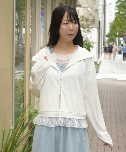 axes femme(アクシーズファム)の「機能付きレース使いパーカー(パーカー・レディース・ブラック/ホワイト/グレイッシュベージュ・FREE)」の17枚目の写真