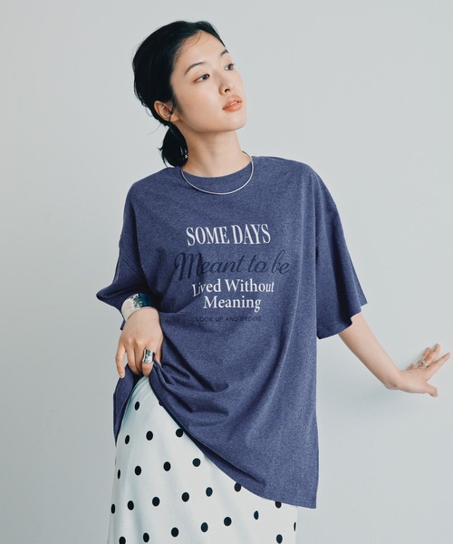 LEPSIM(レプシィム)の「カラー杢ロゴBIGT 1044463(Tシャツ/カットソー・レディース・チャコールグレー/オフホワイト/ブルー/キャメル・FREE)」の4枚目の写真