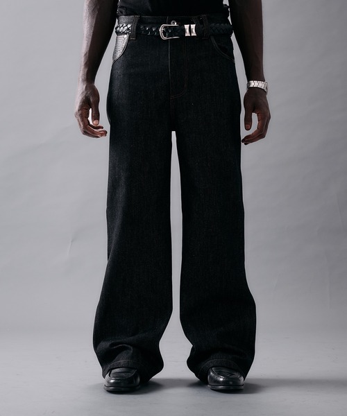 ANDER HUNK(アンダーハンク)の「Western Switch Rigid Wide Straight Denim/ウエスタンスイッチリジットワイドストレートデニム(デニムパンツ・メンズ・インディゴブルー/ブラック・SMALL/MEDIUM/LARGE)」の3枚目の写真