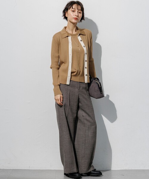 23区 L(ニジュウサンクオオキイサイズ)の「BALLIクラシックウールクロス ワイドパンツ(その他パンツ・レディース・ダークブラウン系3/ライトグレー系3・44/46/48/50)」の15枚目の写真