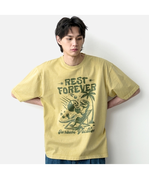 GROOVE RHYME(グルーブライム)の「ピグメントグラフィック半袖Tシャツ - イエロー (LRBMCTR700M)(Tシャツ/カットソー・メンズ・イエロー・SMALL/MEDIUM/LARGE/X-LARGE)」の1枚目の写真