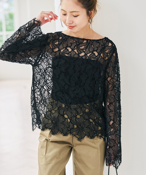 Spick & Span(スピックアンドスパン)の「《新色有り / 追加》モールレースブラウス(シャツ/ブラウス・レディース・ブラウン/ブラック・FREE)」の12枚目の写真