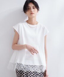 OPAQUE.CLIP（オペークドットクリップ）の「裾レースペプラムカットソー【洗濯機OK】（Tシャツ/カットソー）」