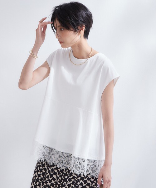 OPAQUE.CLIP（オペークドットクリップ）の「裾レースペプラムカットソー【洗濯機OK】（Tシャツ/カットソー・レディース・ライトブルー/チャコールグレー/ホワイト・42/38/40）」の17枚目の写真