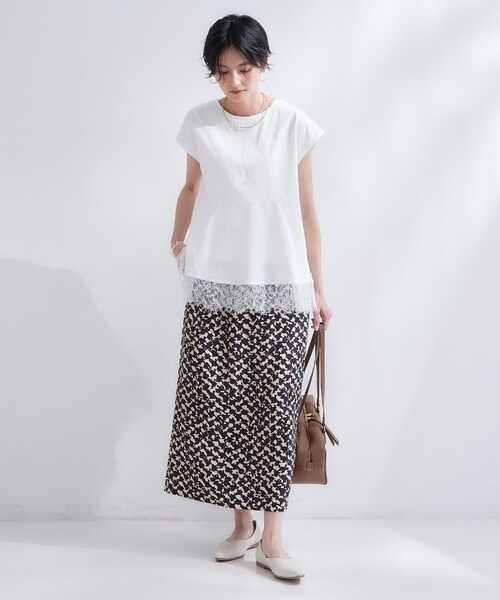 OPAQUE.CLIP（オペークドットクリップ）の「裾レースペプラムカットソー【洗濯機OK】（Tシャツ/カットソー・レディース・ライトブルー/チャコールグレー/ホワイト・42/38/40）」の18枚目の写真
