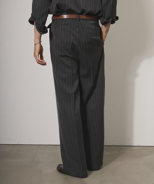 Adoon plain(アドーンプレーン)の「ASSORTED ONE-TUCK STRAIGHT SLACKS / アソート1タックストレートスラックス(ストライプ・無地)(スラックス・メンズ・チャコールグレー/ブラック/ベージュ・SMALL/MEDIUM/LARGE)」の11枚目の写真
