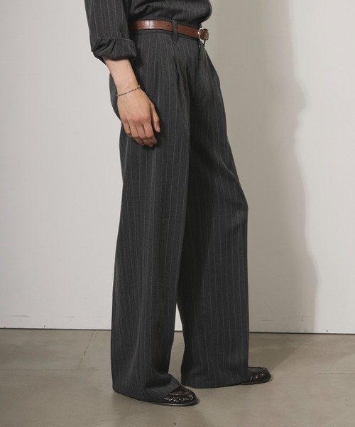 Adoon plain(アドーンプレーン)の「ASSORTED ONE-TUCK STRAIGHT SLACKS / アソート1タックストレートスラックス(ストライプ・無地)(スラックス・メンズ・チャコールグレー/ブラック/ベージュ・SMALL/MEDIUM/LARGE)」の12枚目の写真