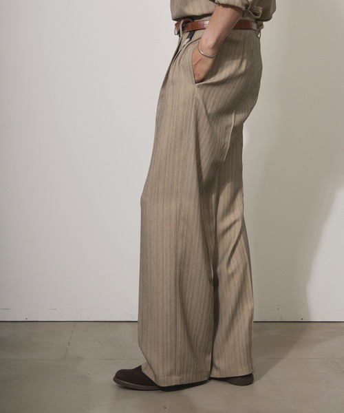 Adoon plain(アドーンプレーン)の「ASSORTED ONE-TUCK STRAIGHT SLACKS / アソート1タックストレートスラックス(ストライプ・無地)(スラックス・メンズ・チャコールグレー/ブラック/ベージュ・SMALL/MEDIUM/LARGE)」の20枚目の写真