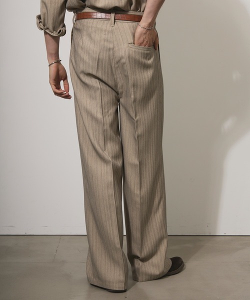 Adoon plain(アドーンプレーン)の「ASSORTED ONE-TUCK STRAIGHT SLACKS / アソート1タックストレートスラックス(ストライプ・無地)(スラックス・メンズ・チャコールグレー/ブラック/ベージュ・SMALL/MEDIUM/LARGE)」の21枚目の写真