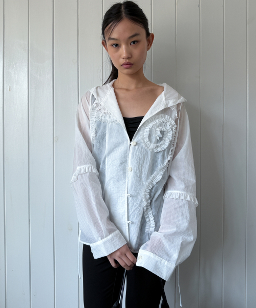 LOTSYOU_Whisper Hood Shirt WHITE — худи‑рубашка белая