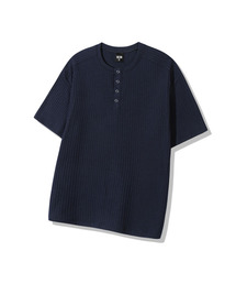 リブドリングスナップヘンリーネック半袖Tシャツ_3カラー