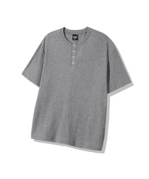 リブドリングスナップヘンリーネック半袖Tシャツ_3カラー