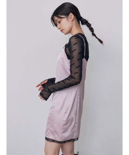 MURUA(ムルーア)の「サテンキャミミニワンピース(ワンピース・レディース・ブラック/ピンク・FREE)」の8枚目の写真