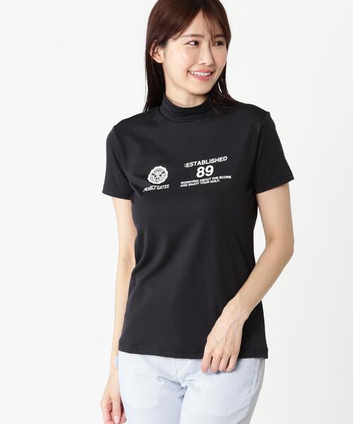 PEARLY GATES(パーリーゲイツ)の「【PEARLY GATES】FD40/-FD100dベア擬似メッシュ半袖ハイネックカットソー(Tシャツ/カットソー・レディース・イエロー系その他2/ネイビー/ホワイト・SMALL/MEDIUM)」の1枚目の写真