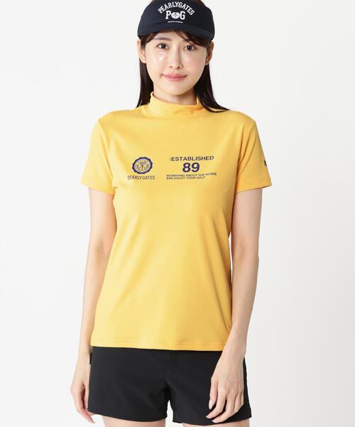PEARLY GATES(パーリーゲイツ)の「【PEARLY GATES】FD40/-FD100dベア擬似メッシュ半袖ハイネックカットソー(Tシャツ/カットソー・レディース・イエロー系その他2/ネイビー/ホワイト・SMALL/MEDIUM)」の3枚目の写真