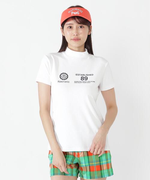 PEARLY GATES(パーリーゲイツ)の「【PEARLY GATES】FD40/-FD100dベア擬似メッシュ半袖ハイネックカットソー(Tシャツ/カットソー・レディース・イエロー系その他2/ネイビー/ホワイト・SMALL/MEDIUM)」の4枚目の写真