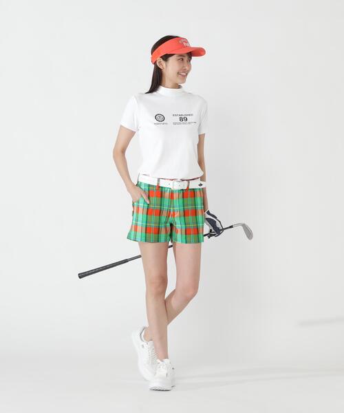 PEARLY GATES(パーリーゲイツ)の「【PEARLY GATES】FD40/-FD100dベア擬似メッシュ半袖ハイネックカットソー(Tシャツ/カットソー・レディース・イエロー系その他2/ネイビー/ホワイト・SMALL/MEDIUM)」の5枚目の写真