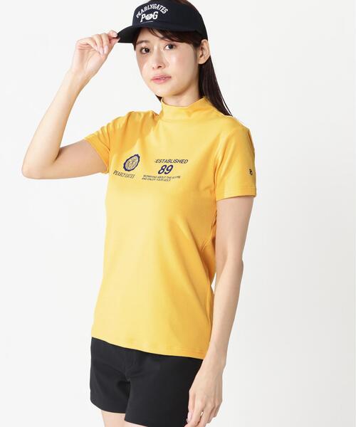 PEARLY GATES(パーリーゲイツ)の「【PEARLY GATES】FD40/-FD100dベア擬似メッシュ半袖ハイネックカットソー(Tシャツ/カットソー・レディース・イエロー系その他2/ネイビー/ホワイト・SMALL/MEDIUM)」の11枚目の写真
