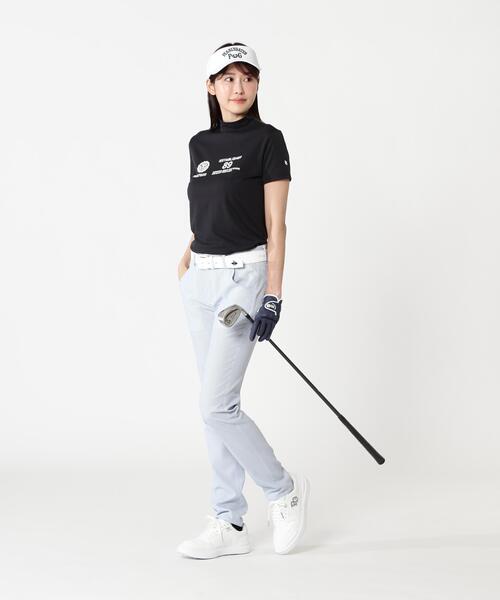 PEARLY GATES(パーリーゲイツ)の「【PEARLY GATES】FD40/-FD100dベア擬似メッシュ半袖ハイネックカットソー(Tシャツ/カットソー・レディース・イエロー系その他2/ネイビー/ホワイト・SMALL/MEDIUM)」の19枚目の写真