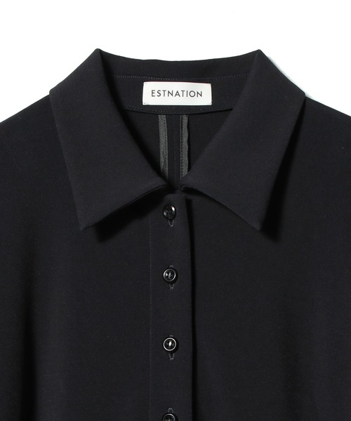 ESTNATION(エストネーション)の「ESTNATION / ジャージーロングシャツワンピース(シャツワンピース・レディース・ブラック/カーキ・FREE)」の4枚目の写真