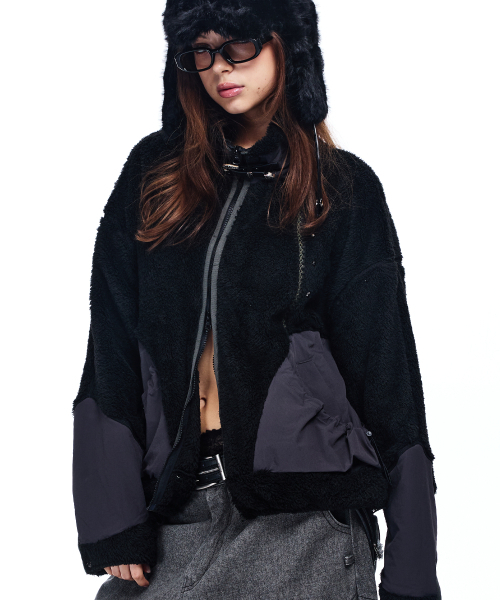 RSSC(アールエスエスシー)の「NYLON MIX FLEECE JACKET - BLACK(その他アウター・レディース・その他・1/2)」の4枚目の写真