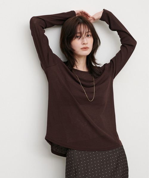 LARUTA（ラルータ）の「【LARUTA】ドライタッチシアーT（Tシャツ/カットソー・レディース・ブラック/オフホワイト/ピンク/ブラウン・FREE）」の3枚目の写真
