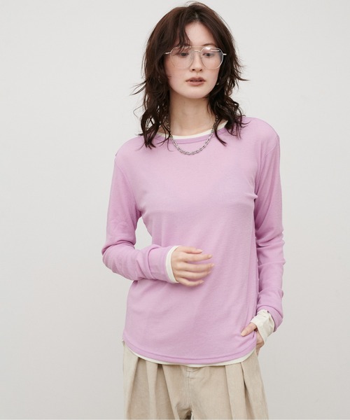 LARUTA（ラルータ）の「【LARUTA】ドライタッチシアーT（Tシャツ/カットソー・レディース・ブラック/オフホワイト/ピンク/ブラウン・FREE）」の4枚目の写真
