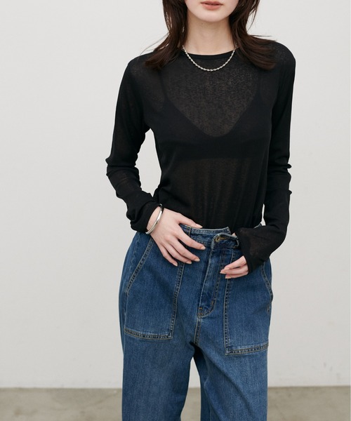 LARUTA（ラルータ）の「【LARUTA】ドライタッチシアーT（Tシャツ/カットソー・レディース・ブラック/オフホワイト/ピンク/ブラウン・FREE）」の2枚目の写真