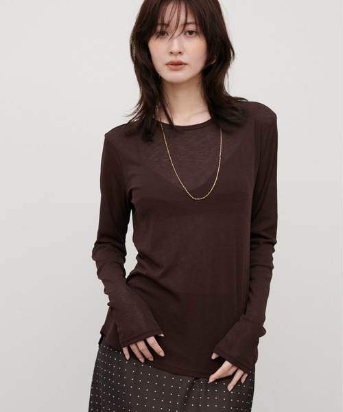 LARUTA（ラルータ）の「【LARUTA】ドライタッチシアーT（Tシャツ/カットソー・レディース・ブラック/オフホワイト/ピンク/ブラウン・FREE）」の17枚目の写真