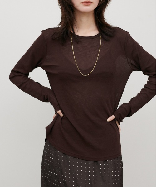 LARUTA（ラルータ）の「【LARUTA】ドライタッチシアーT（Tシャツ/カットソー・レディース・ブラック/オフホワイト/ピンク/ブラウン・FREE）」の16枚目の写真