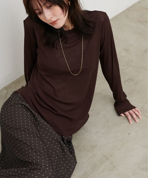 LARUTA（ラルータ）の「【LARUTA】ドライタッチシアーT（Tシャツ/カットソー・レディース・ブラック/オフホワイト/ピンク/ブラウン・FREE）」の15枚目の写真